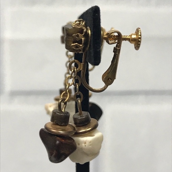 Vtg Miriam Haskell Screw Clip On Dangle Earrings - Picture 3 of 7